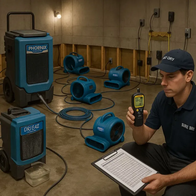 Structural Drying and Dehumidification process in Jackson County, OK